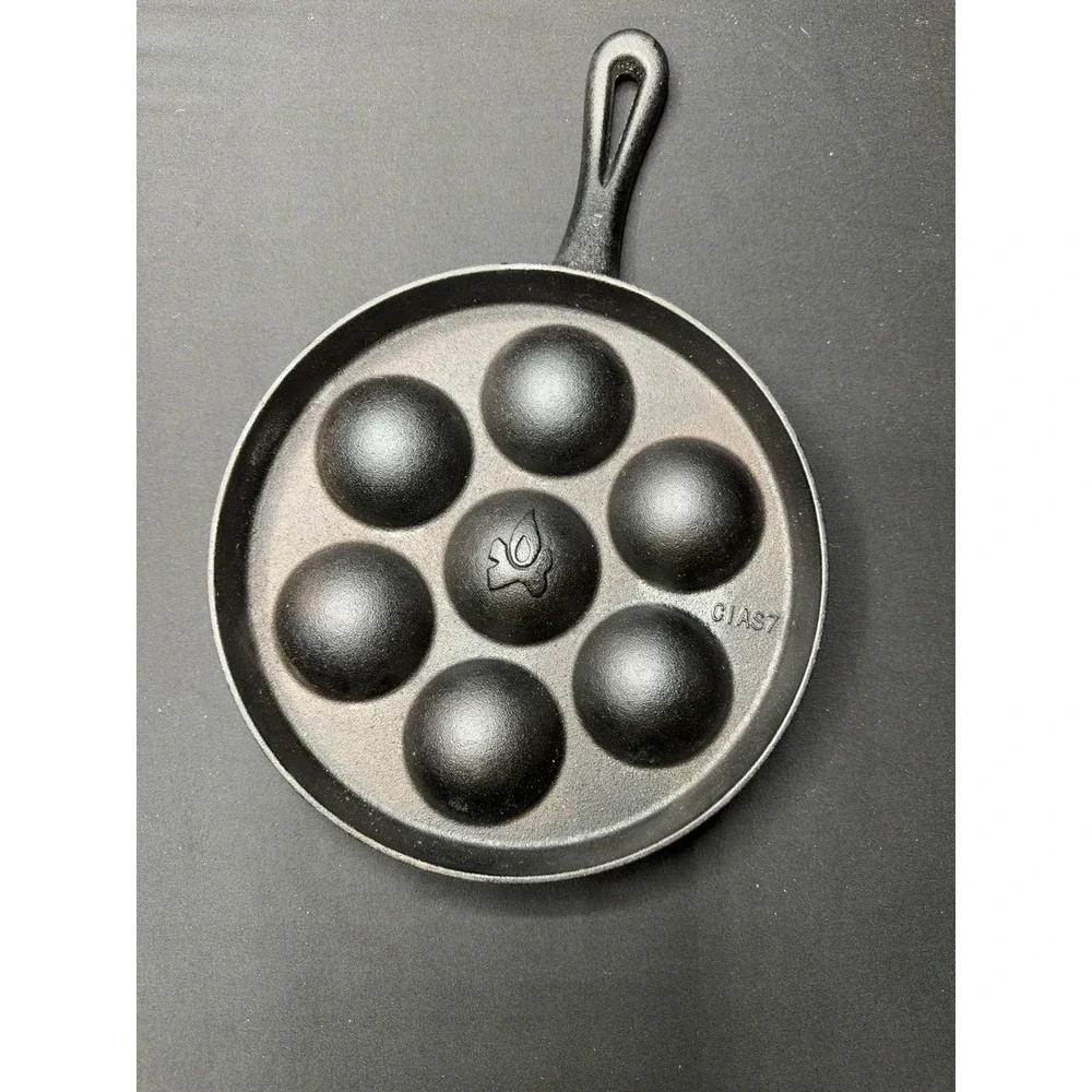 Camp Chef CIAS7 Cast Iron Aebleskiver Pan 7 Hole Danish Pancake Puff Skillet